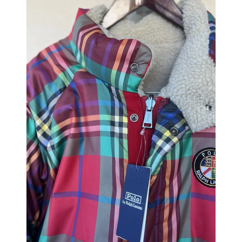 Polo Ralph Lauren Puffer Coat Reversible Sun Valley Jacket Mens M Multi Check